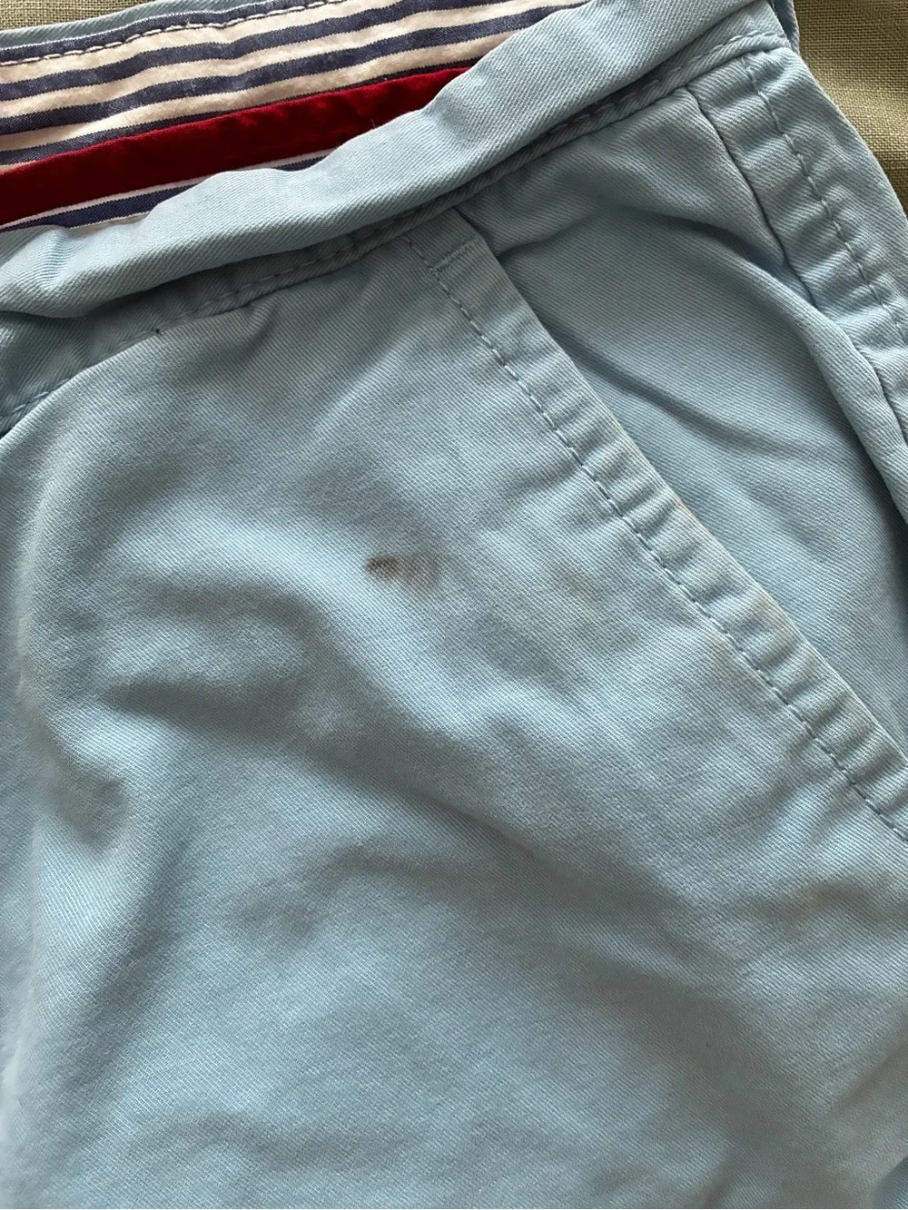 Tommy Hilfiger Light Blue Cotton Chino Flat Front Shorts